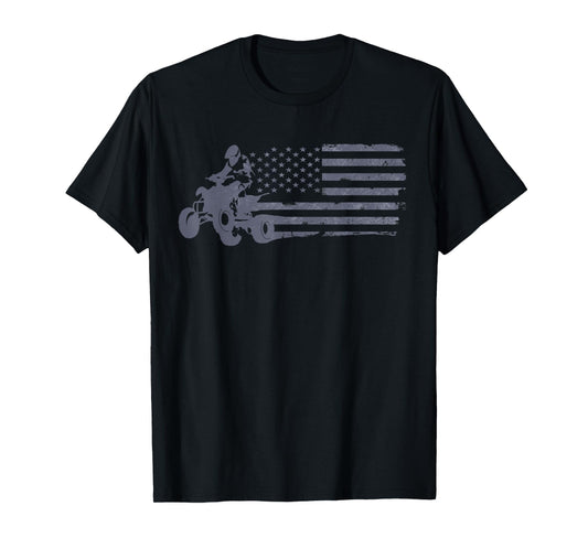 ATV Quad Four Wheeler Bike Rider American Flag Distressed T-Shirt