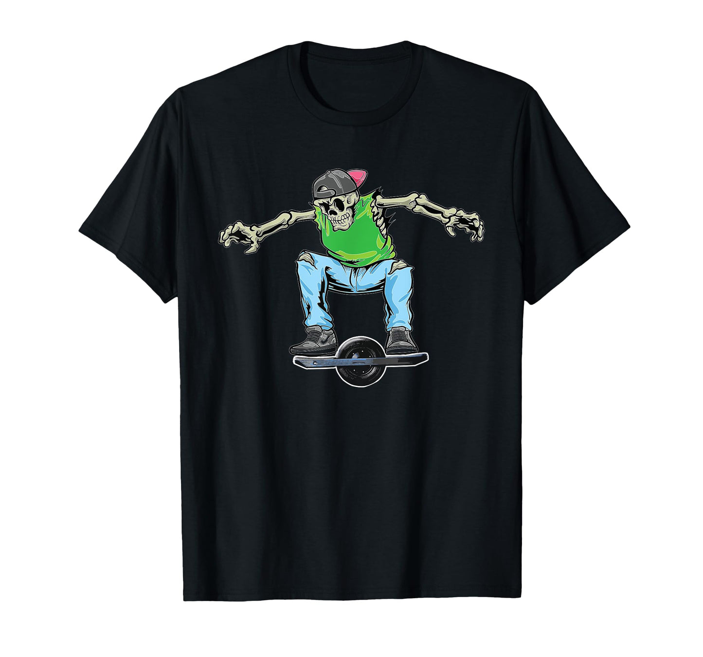 Skating Dabbing Skeleton On Onewheel Skateboard T-Shirt