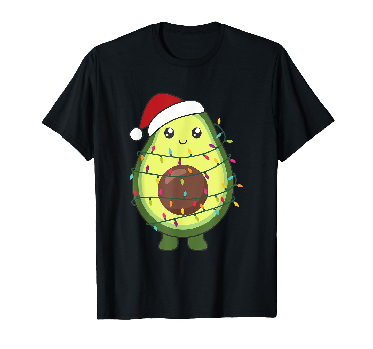 Avocado Christmas Food With Fairy Lights Funny Avocados T-Shirt