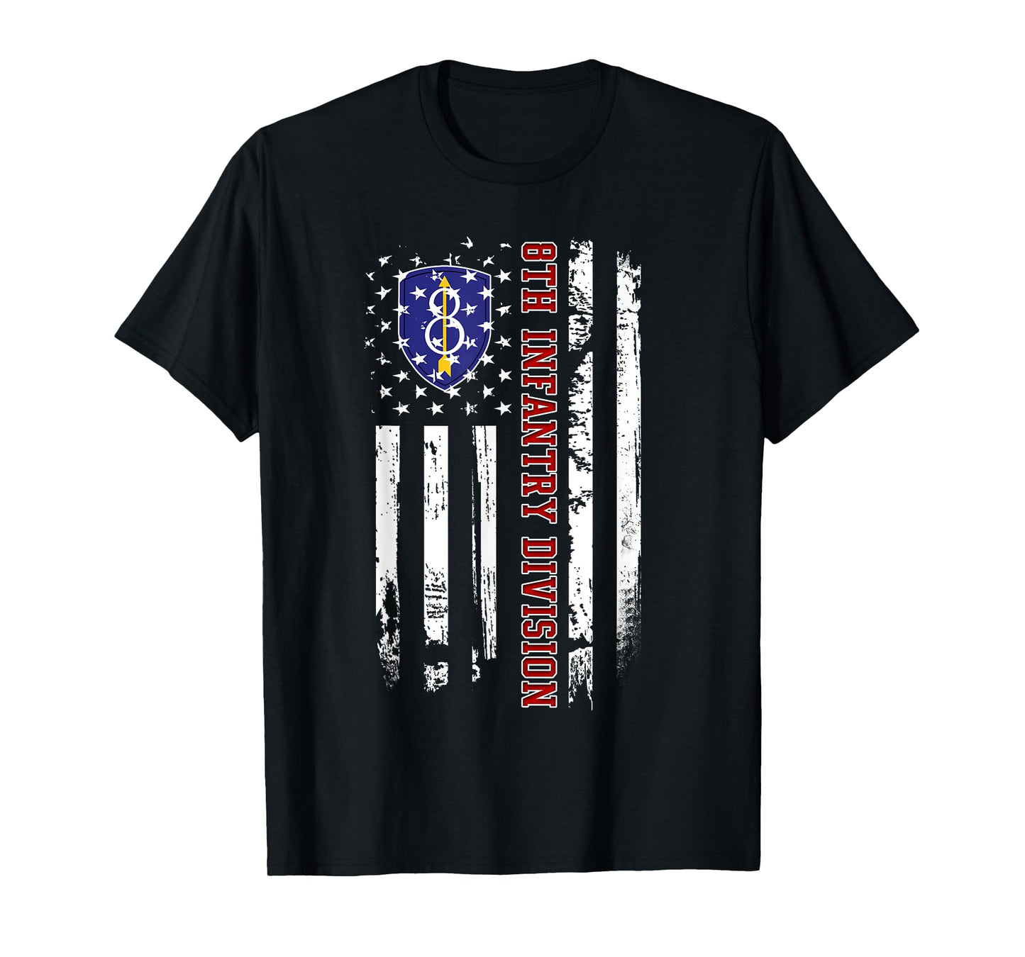 8th Infantry Division Veteran USA Flag Veterans Day Xmas Women Men T-Shirt