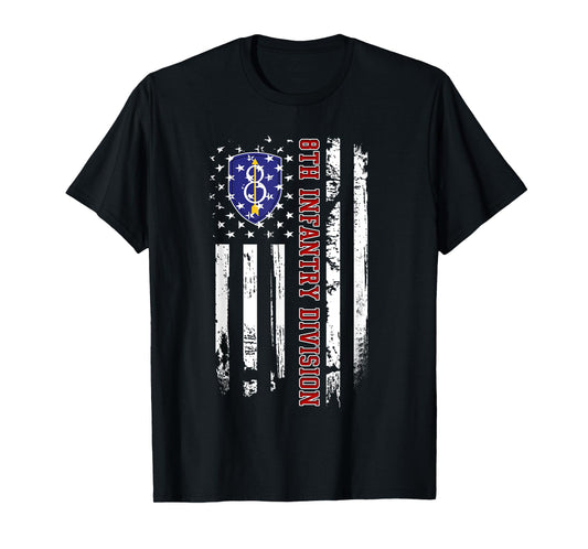 8th Infantry Division Veteran USA Flag Veterans Day Xmas Women Men T-Shirt