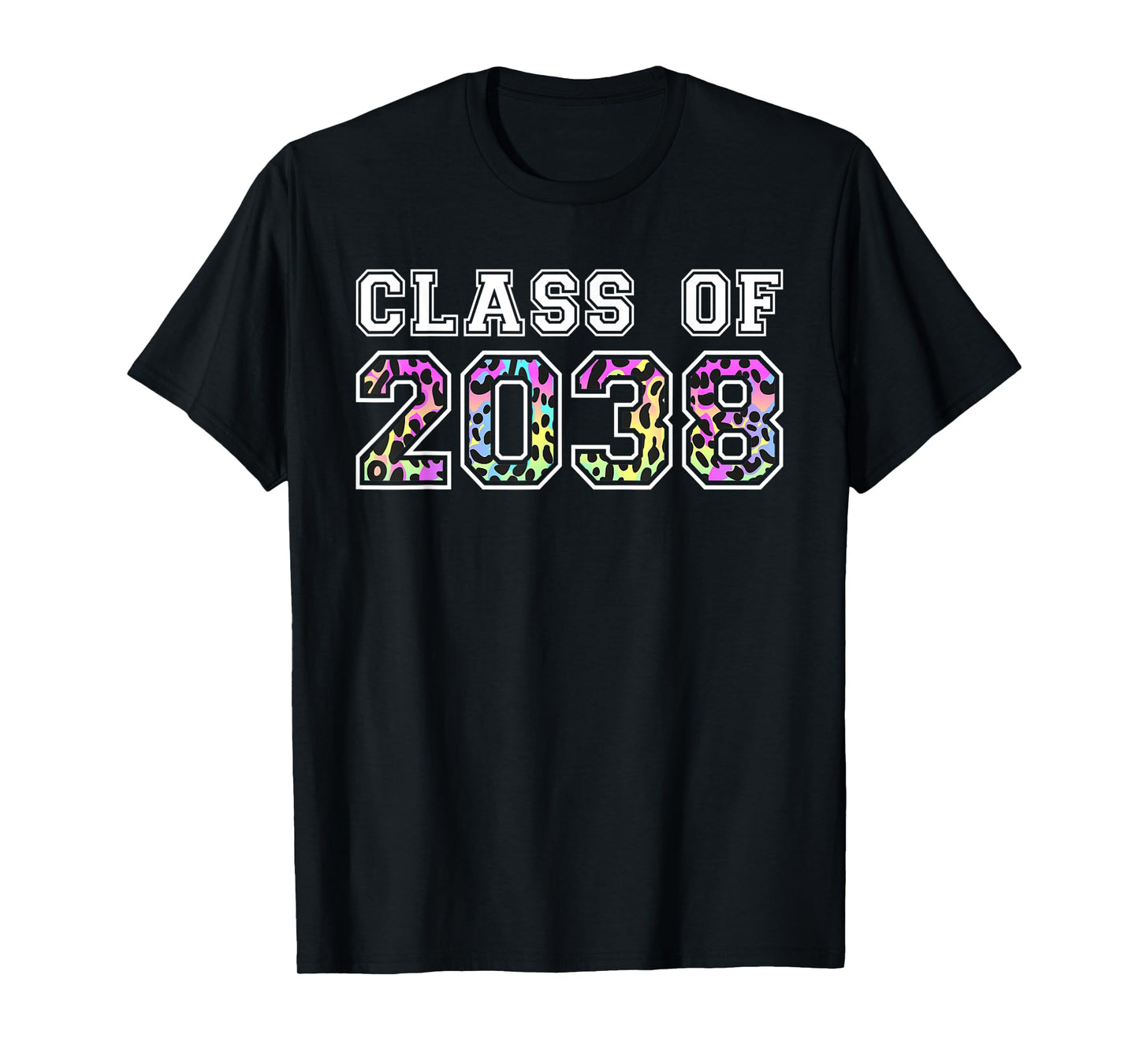 Class Of 2038 Grow With Me Pre-k 12th Grade Leopard Rainbow T-Shirt