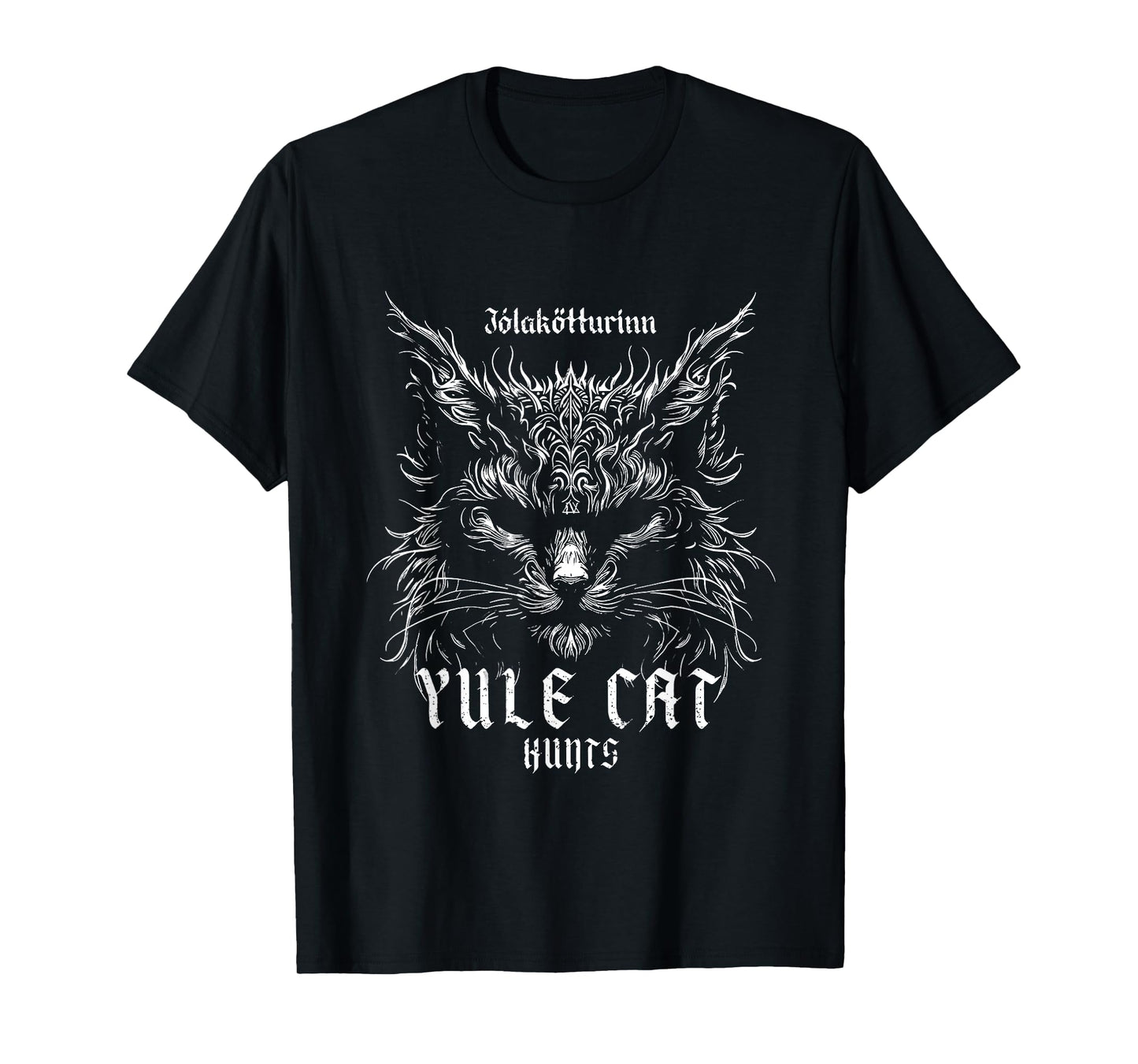 Jólakötturinn Christmas Yule Cat Hunts T-Shirt for Men Women
