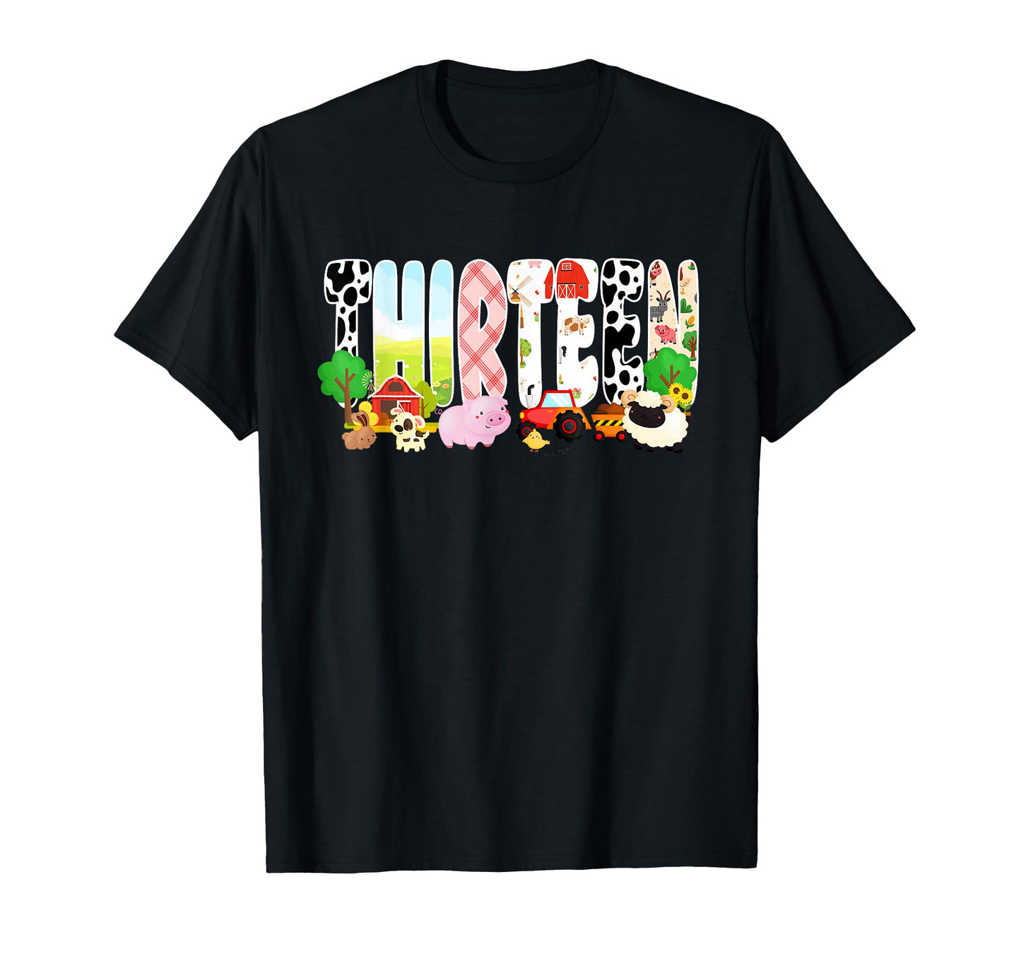 13 Year Old Boy Girl 13th Birthday Farm Animals Theme T-Shirt