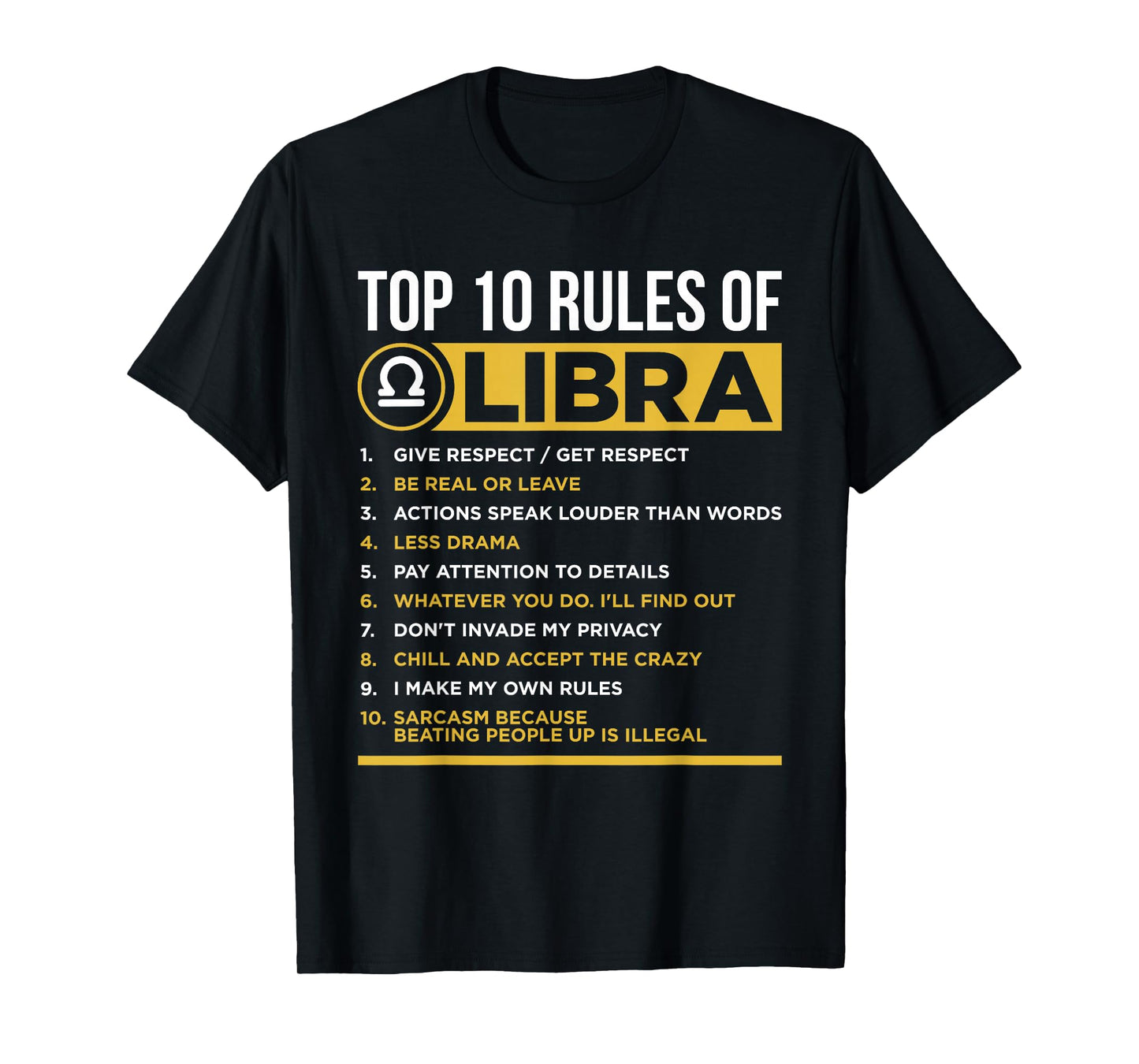 Top 10 Rules Of Libra Facts Traits Horoscope Zodiac Funny T-Shirt