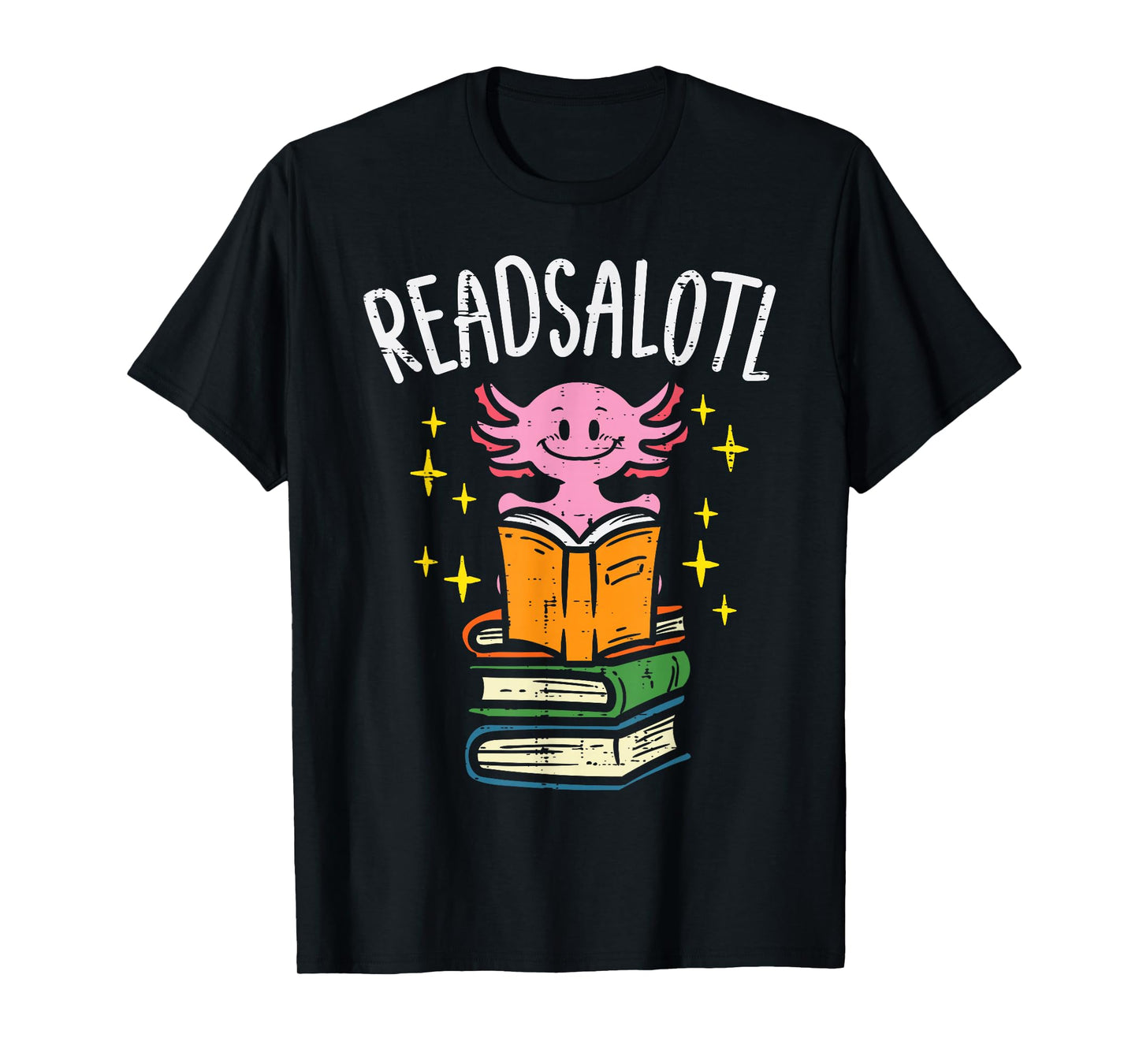 Axolotl Books Readsalotl Reading Bookworm Boys Girls Kids T-Shirt Small