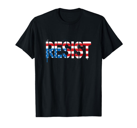 Resist Distressed Upside Down American Flag USA T-Shirt