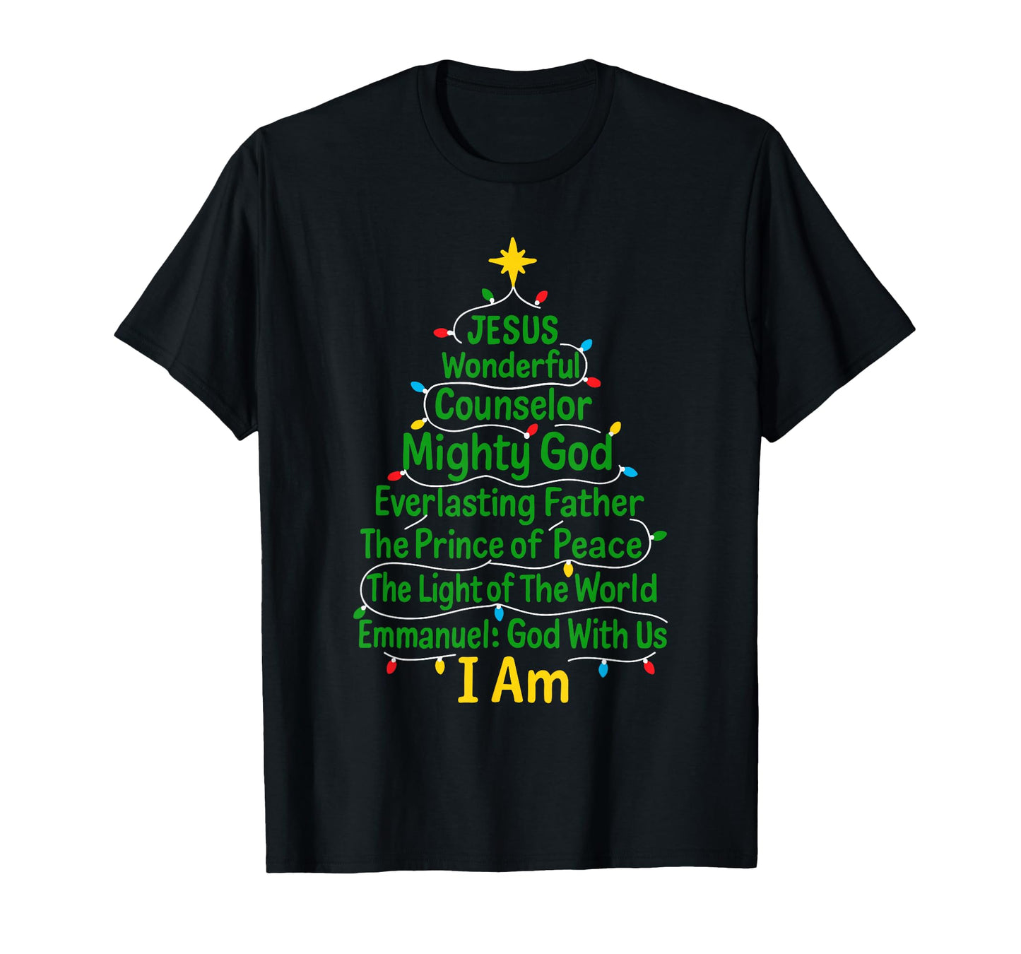 Christian Christmas Jesus Bible Names Xmas Tree Shaped T-Shirt