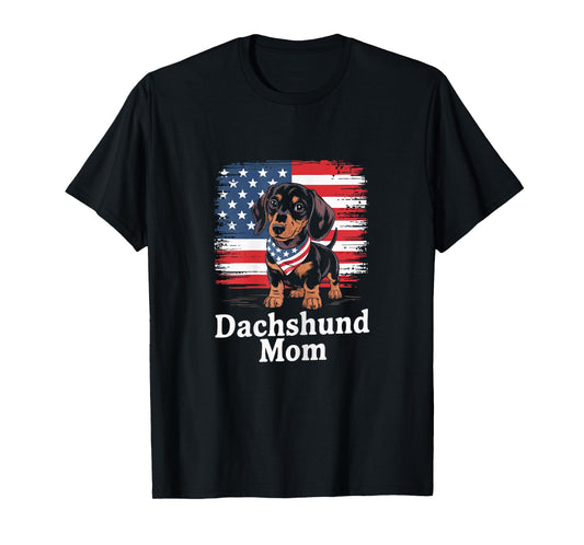 American Flag Dachshund Dog Mom Patriotic T-Shirt