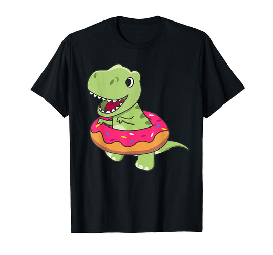 Cute T-Rex Dinosaur Funny Animals In Donut Sweet Pastry T-Shirt