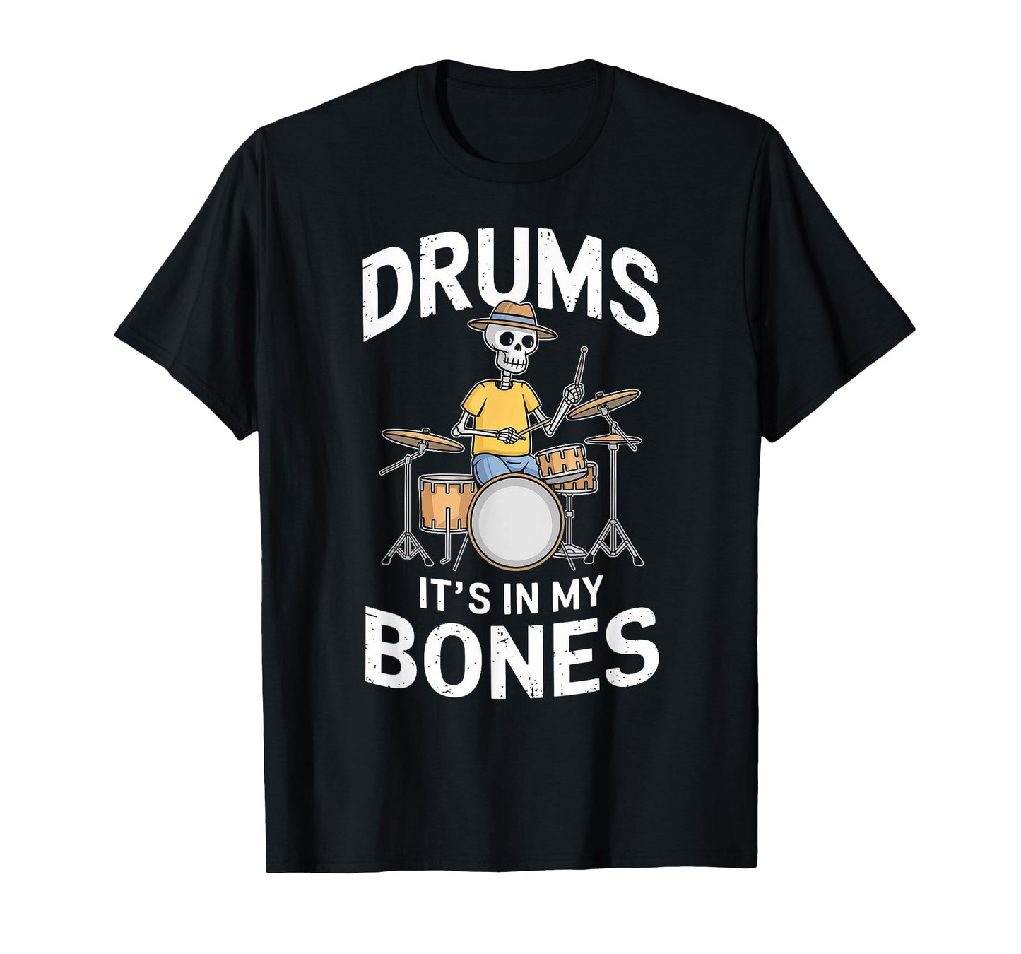 Funny Drummer Skeleton Playing Drums T-Shirt