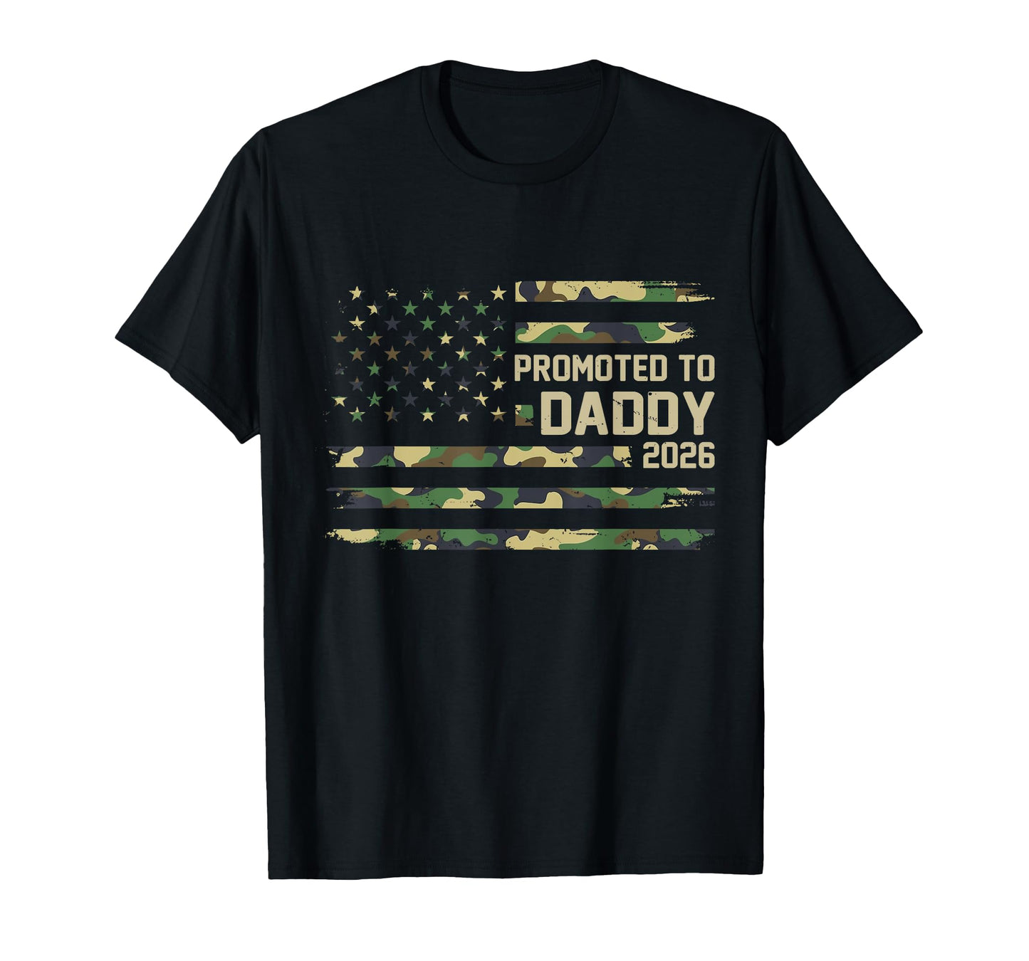 Promoted to Daddy Est 2026 Camo USA Flag New Dad 2026 T-Shirt