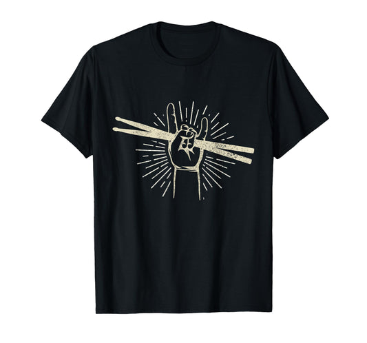 Drummer Gift Drum Sticks Drumming Vintage Rock & Roll Music T-Shirt