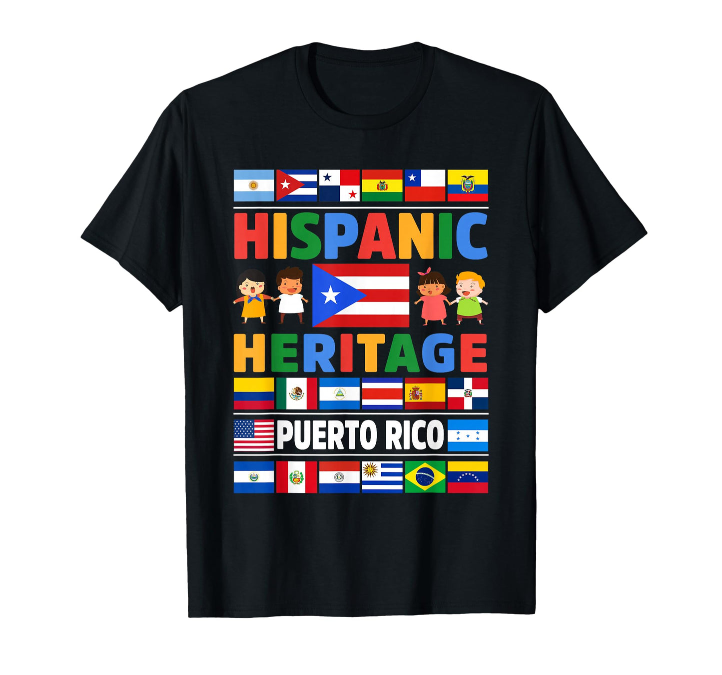 Hispanic Heritage Month Puerto Rico Flag Latino Kids T-Shirt