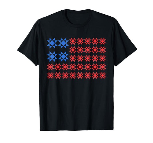 Patriotic American Flag Quilt Quilting Sewing 4th Of July T-Shirt