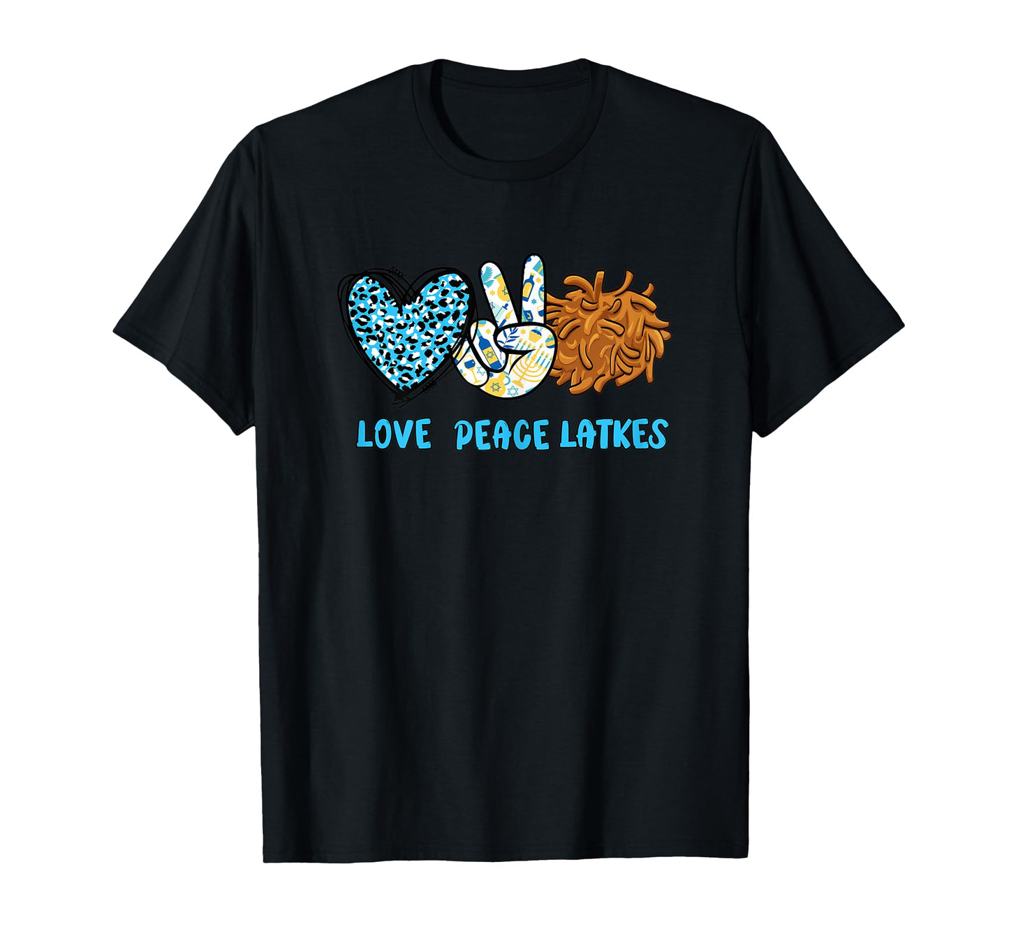 Womens Love Peace Latkes Happy Hanukkah Chanukah Funny Jewish Gift T-Shirt