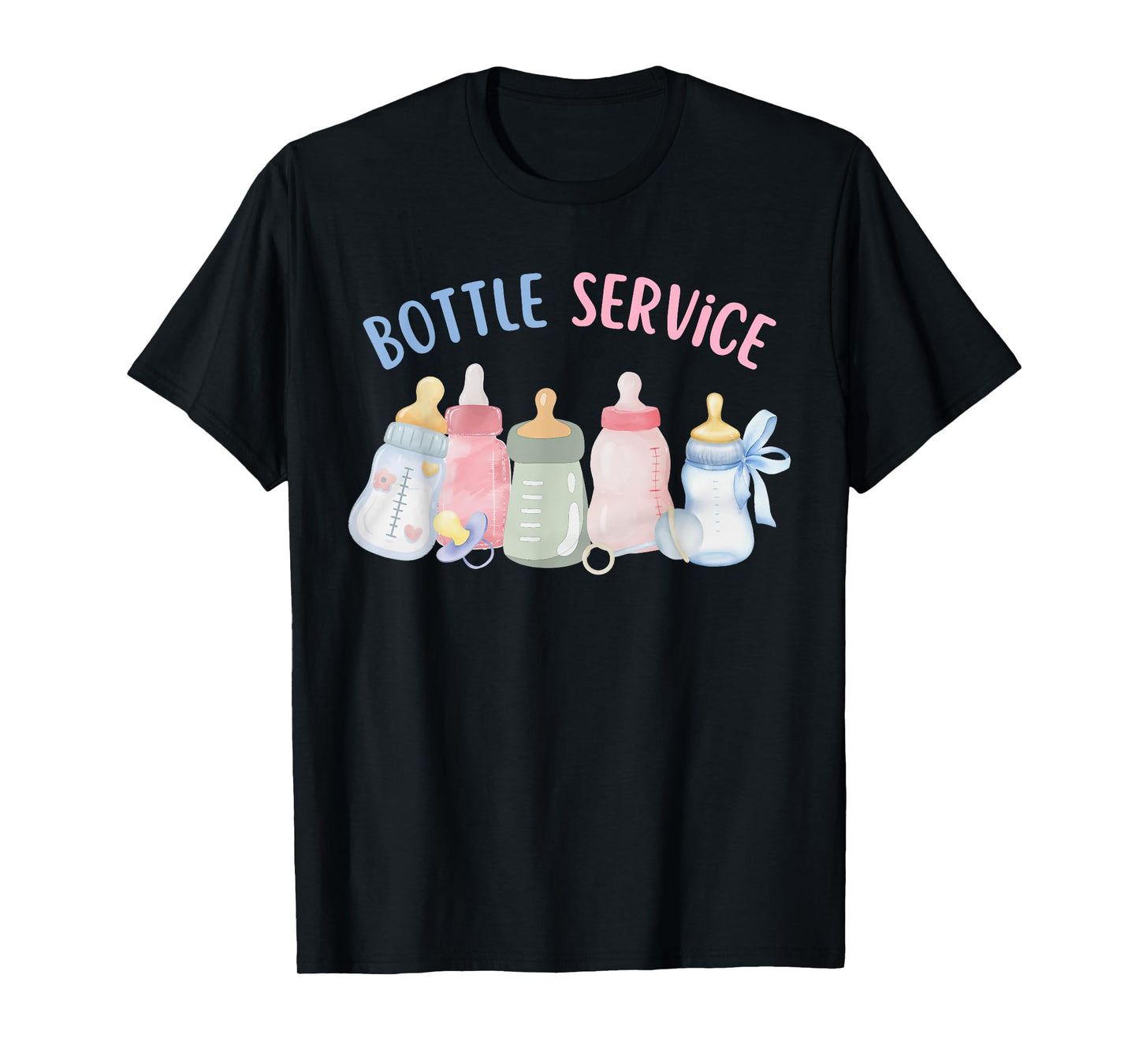 Coquette Bow Bottle Service Baby Barista NICU MBU L&D Nurse T-Shirt