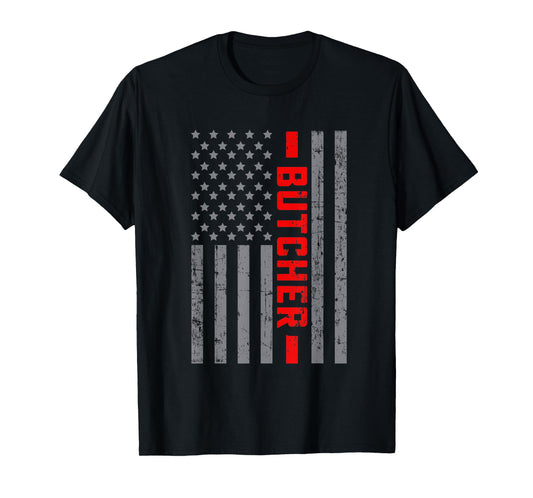 American Flag Butcher US Flag Vintage Tee For Men Dad T-Shirt