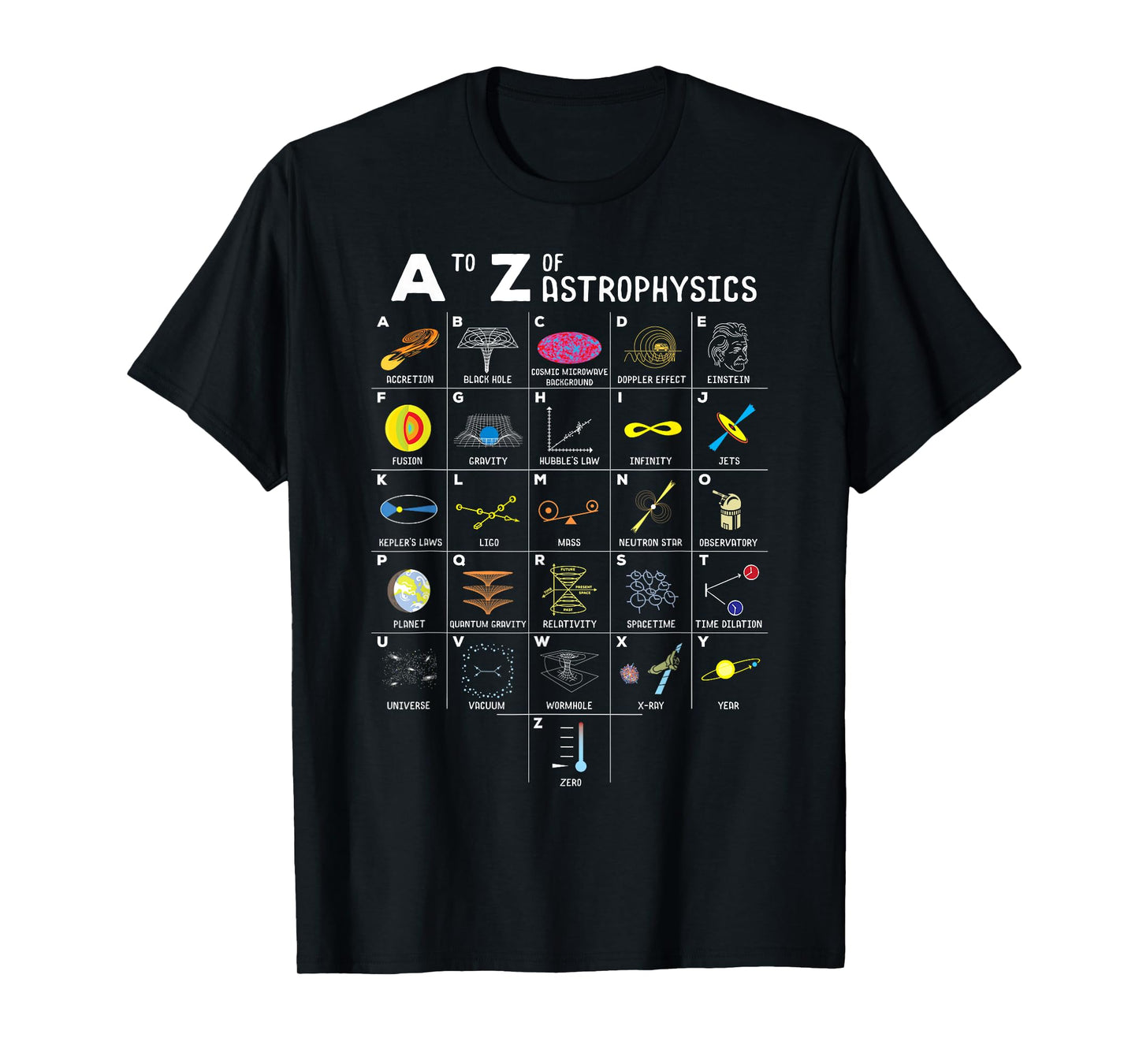 A to Z Funny Astronomy Lovers Astrophysics Astronomers T-Shirt
