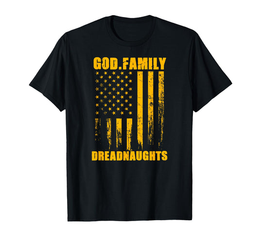 Dexter Dreadnaughts God. Family. Vintage USA Flag T-Shirt