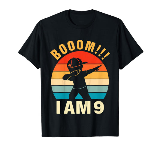 Kids Dabbing Birthday Shirt 9 Years Old 9th Birthday Outfit Boys T-Shirt