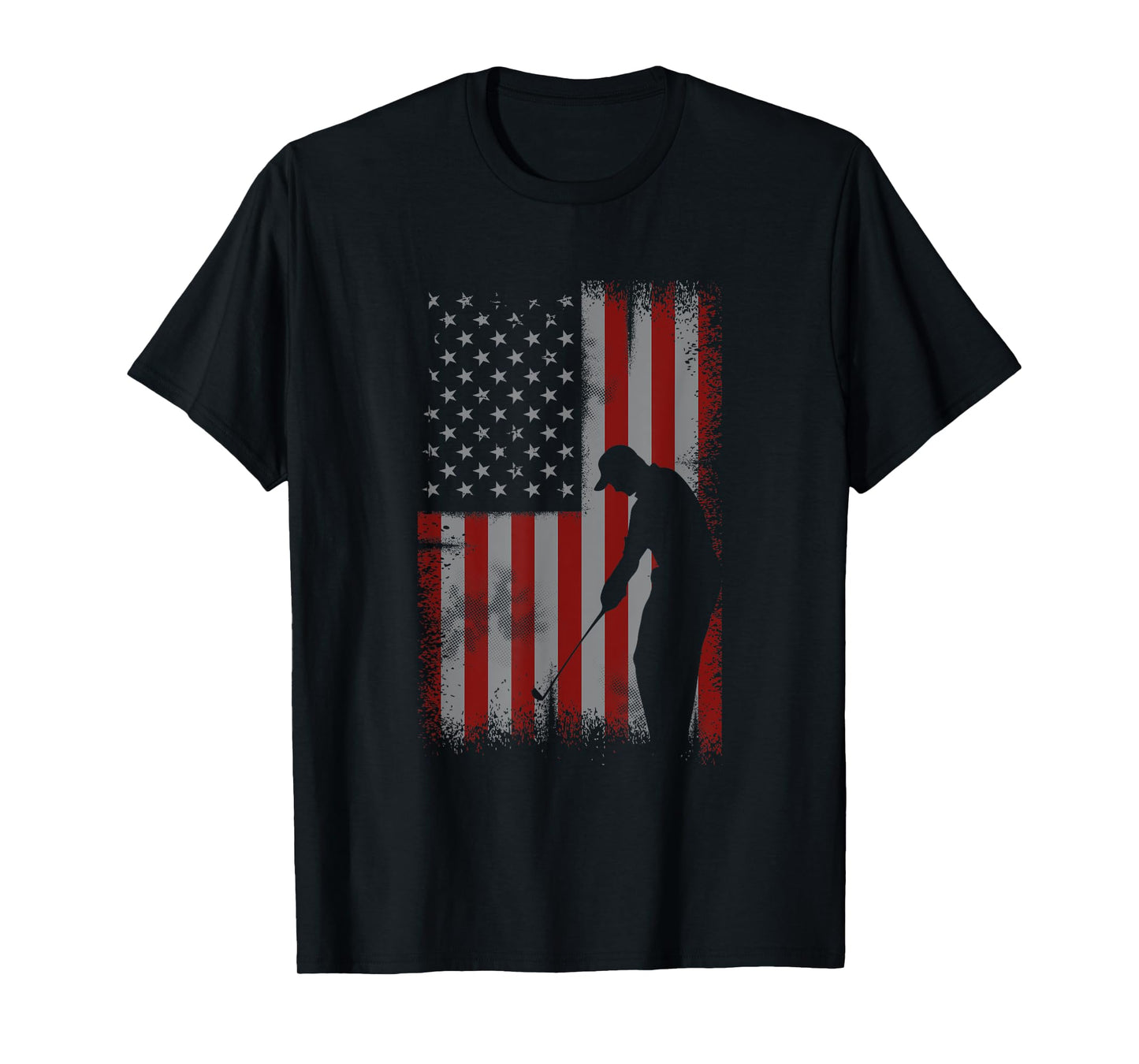 Retro American Flag Golf Gift for Golfer Men Golf Club Gift T-Shirt