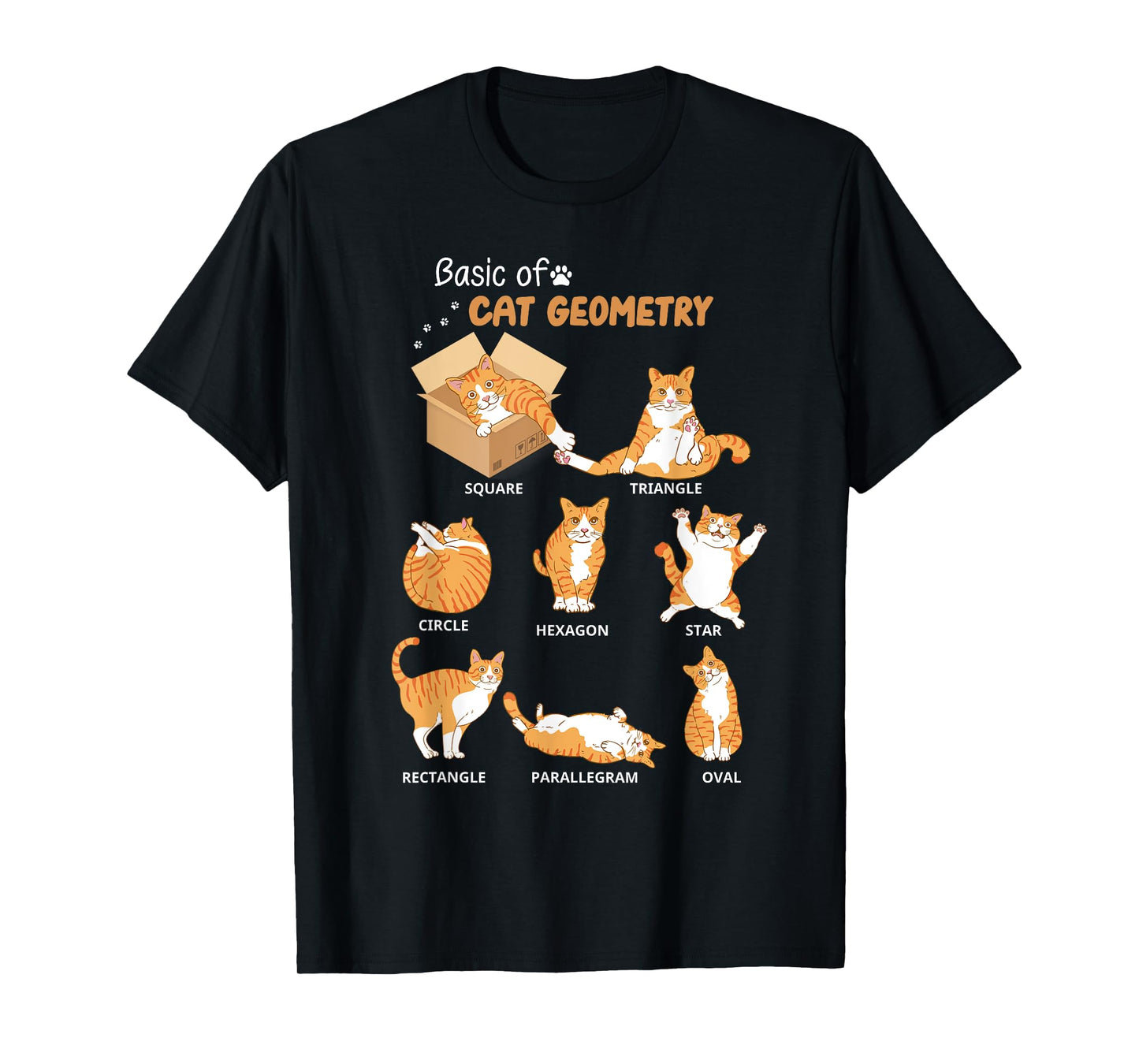 Basic Cat Geometry Cute Cat Lover Math School T-Shirt for Men Women Kids