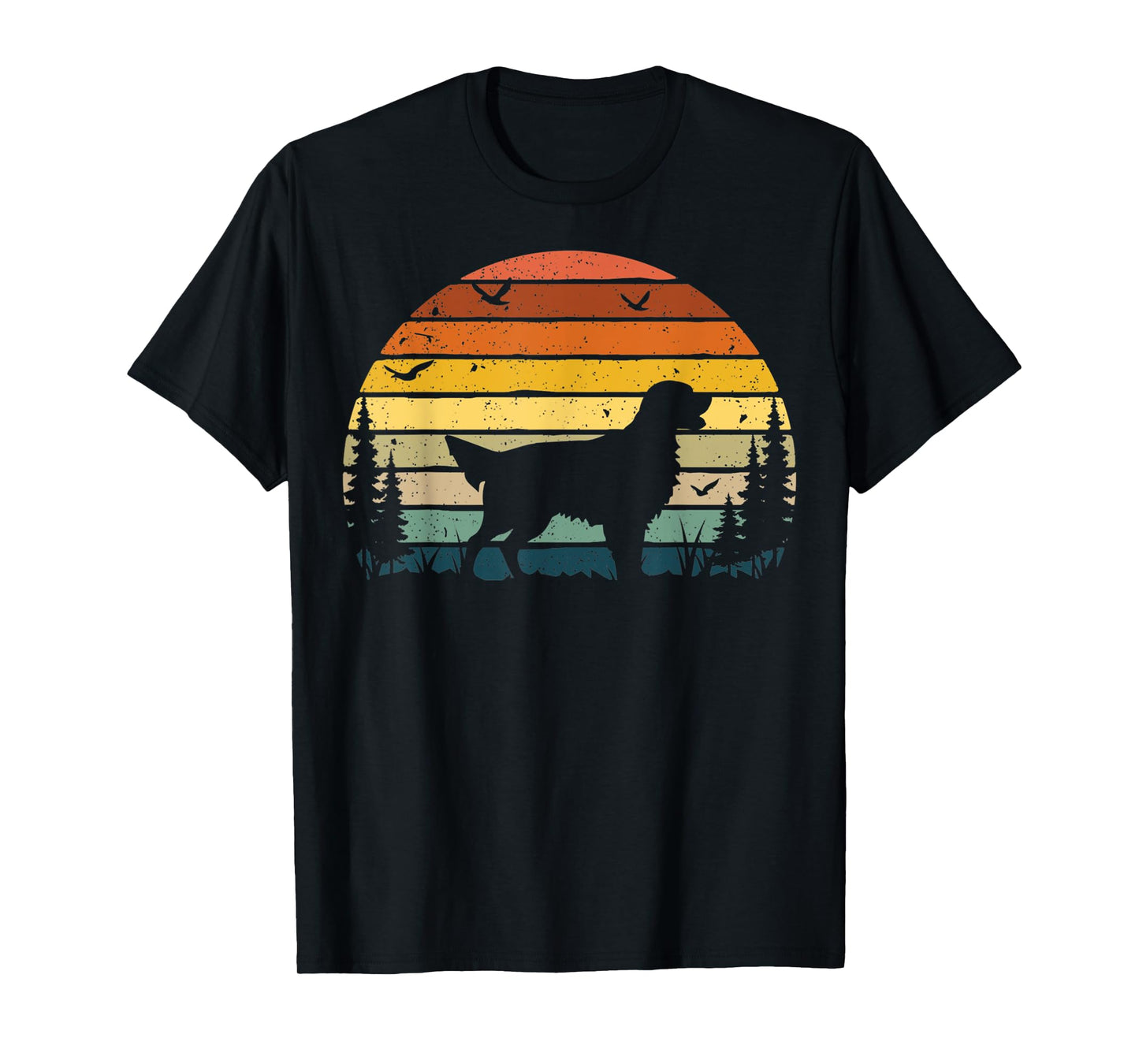 Flat-coated Retriever Dog Retro Vintage Men Women T-Shirt