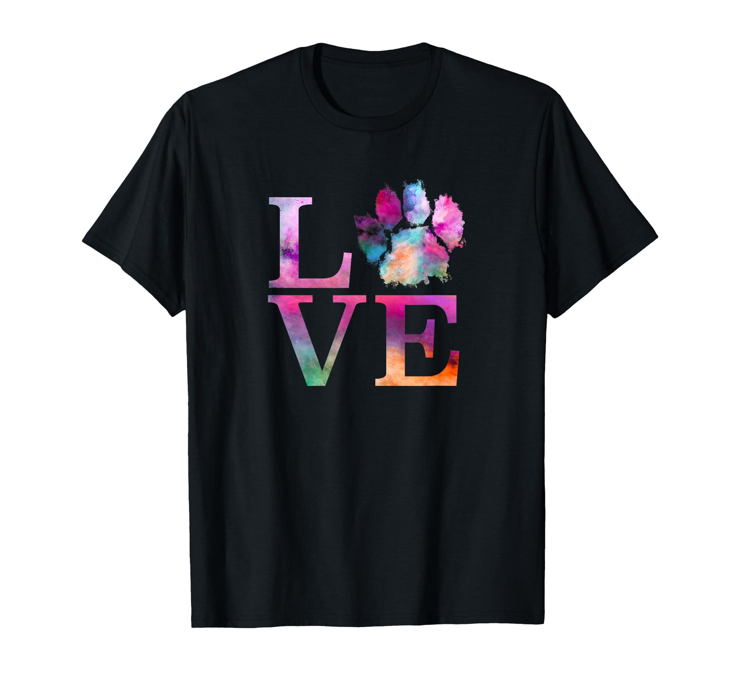Love Dog Paw Print Shirt Colorful Messy Animal Gifts Women T-Shirt