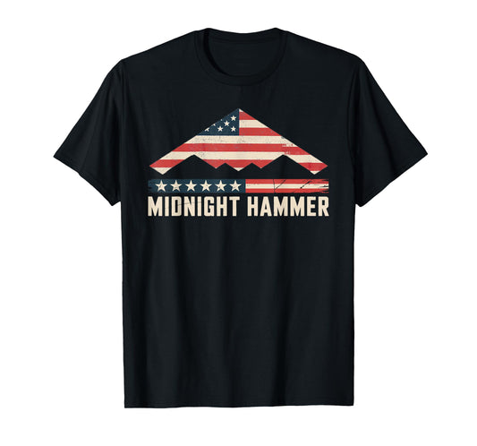 Operation Midnight Hammer B-2 Stealth Jet with American Flag T-Shirt