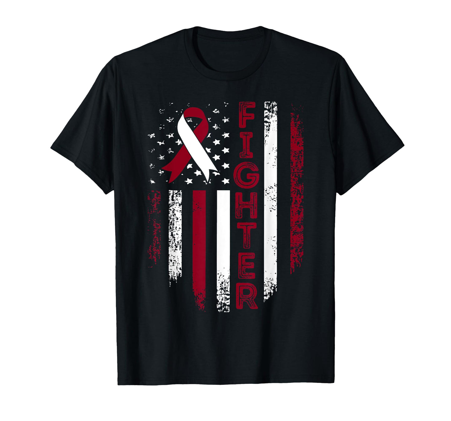 Fighter USA Flag Throat Cancer Awareness Throat Cancer T-Shirt