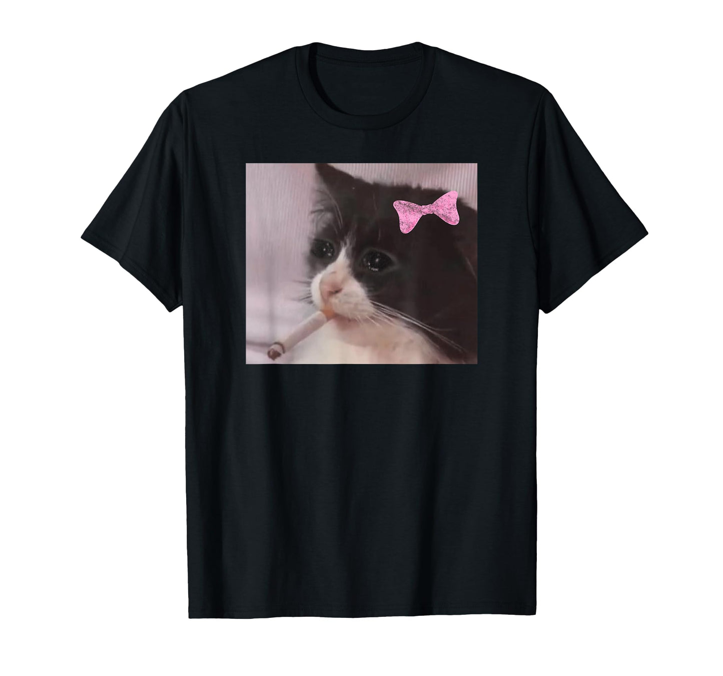 Funny cat smoking cigarette meme girl gen z joke T-Shirt