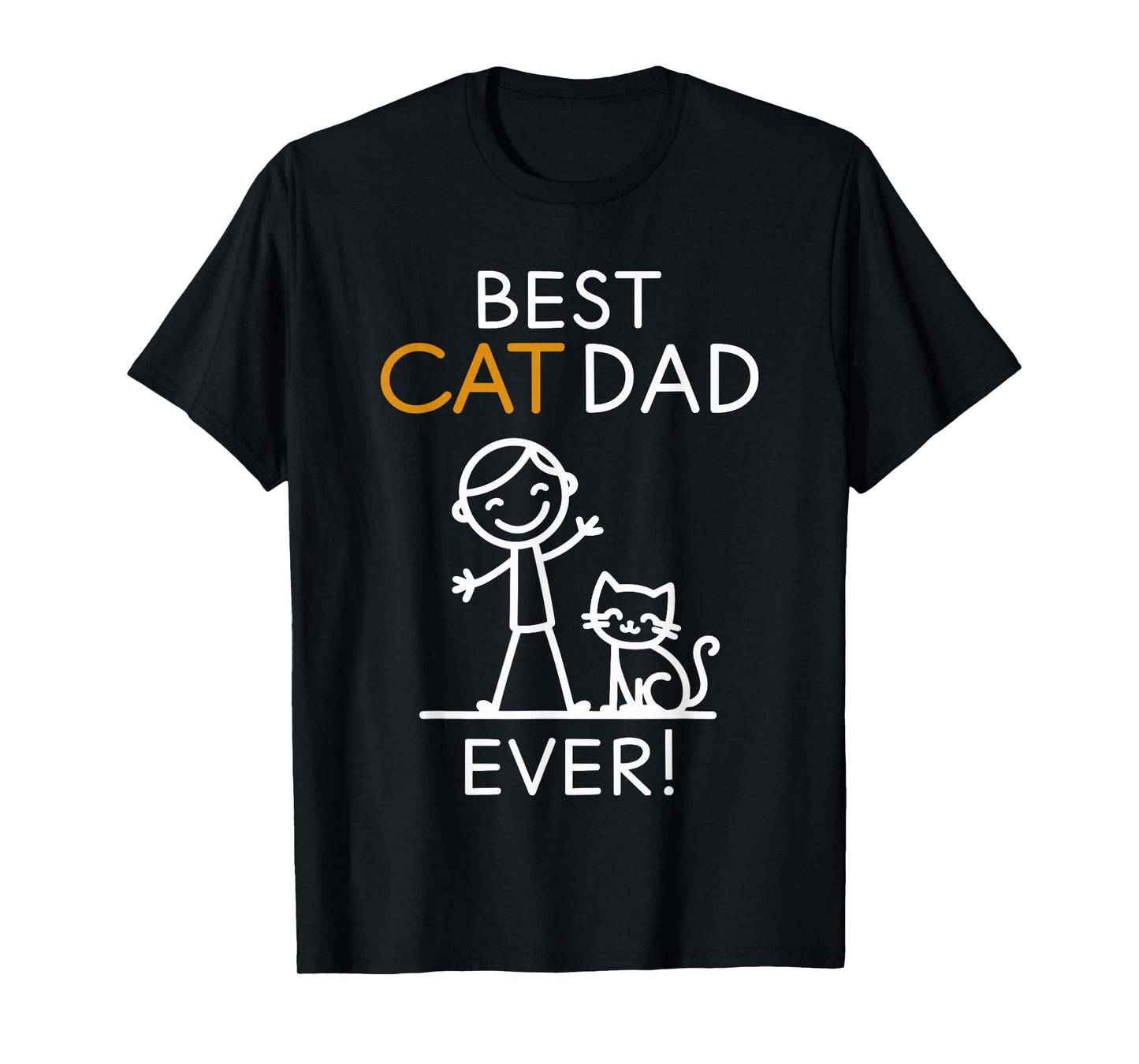 Best Cat Dad Ever Whimsical Line Art T-Shirt