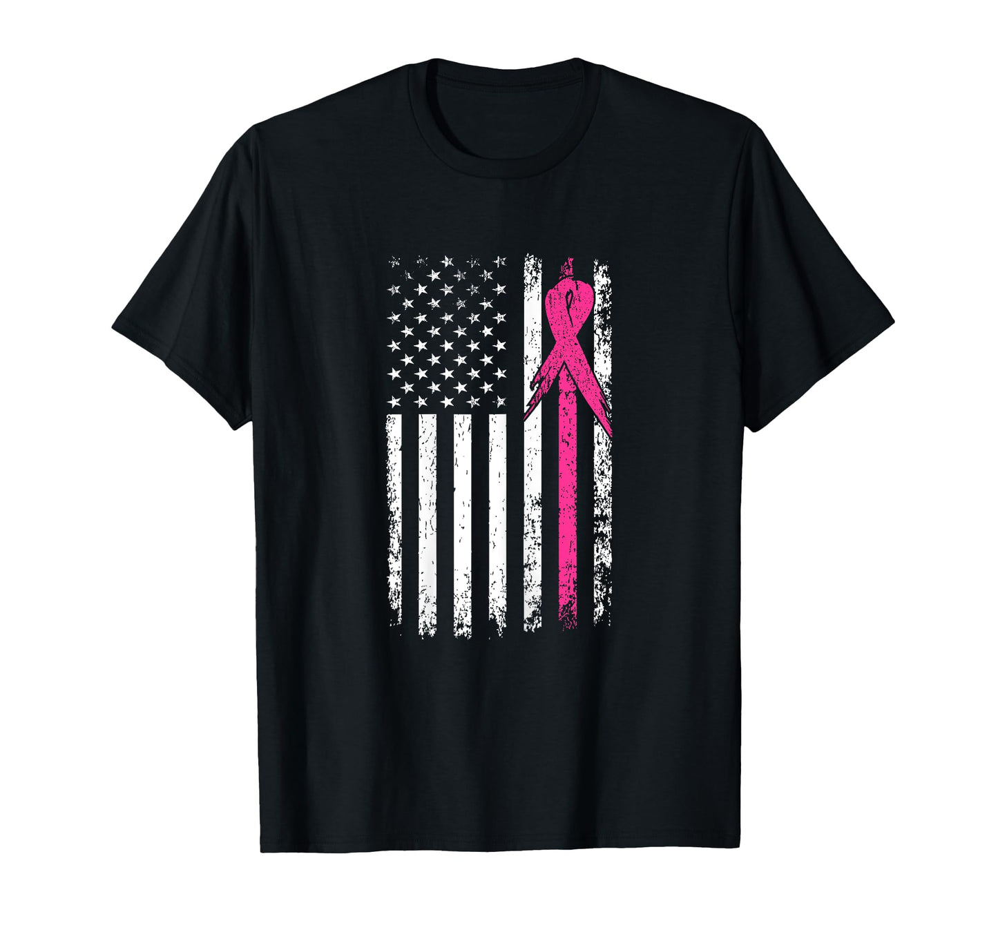 American Flag Pink Ribbon Breast Cancer Awareness Month Women T-Shirt