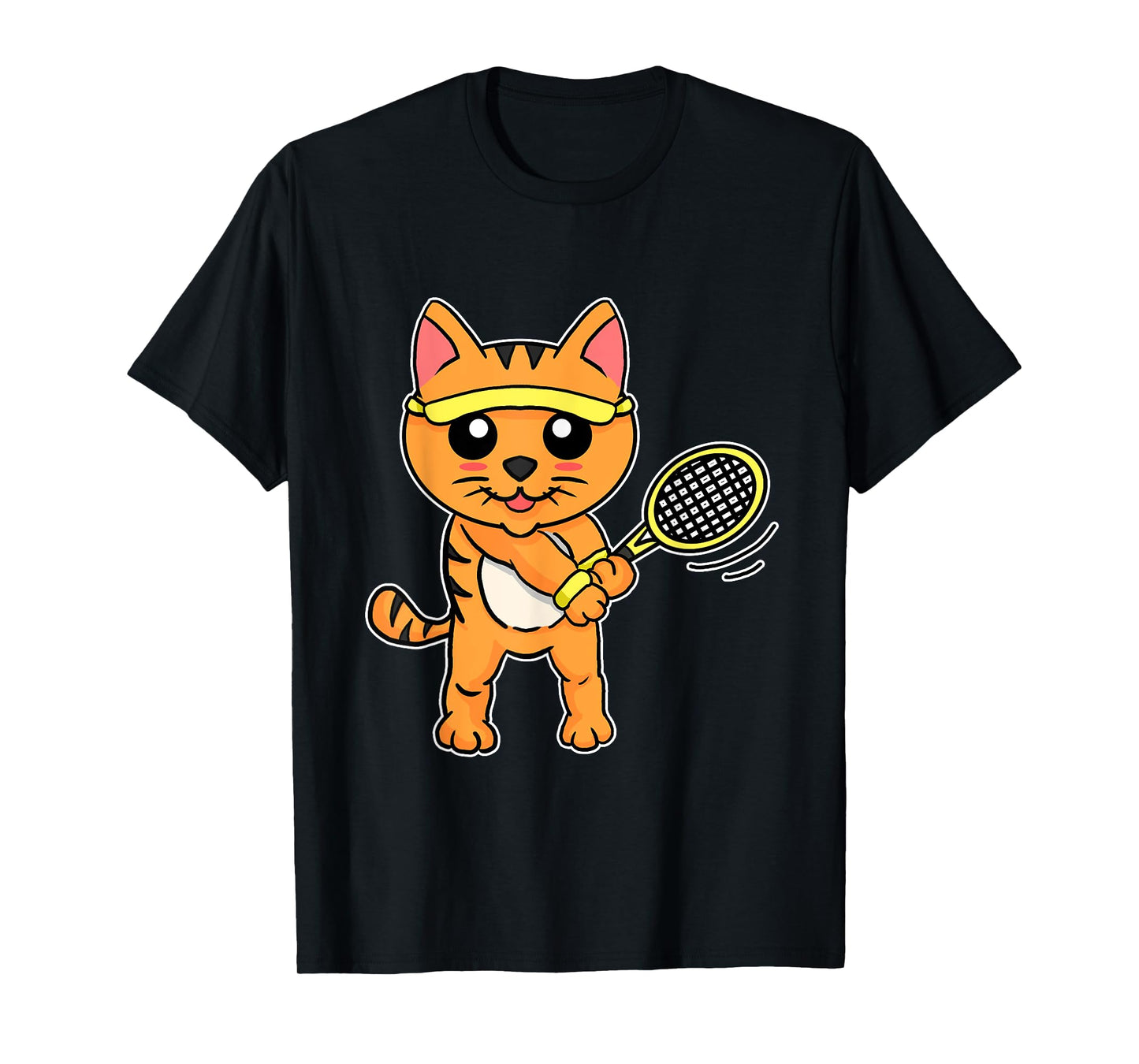 Funny Tennis Racket Gift Cat Playing Tennis Men Women Girls Kids T-Shirt