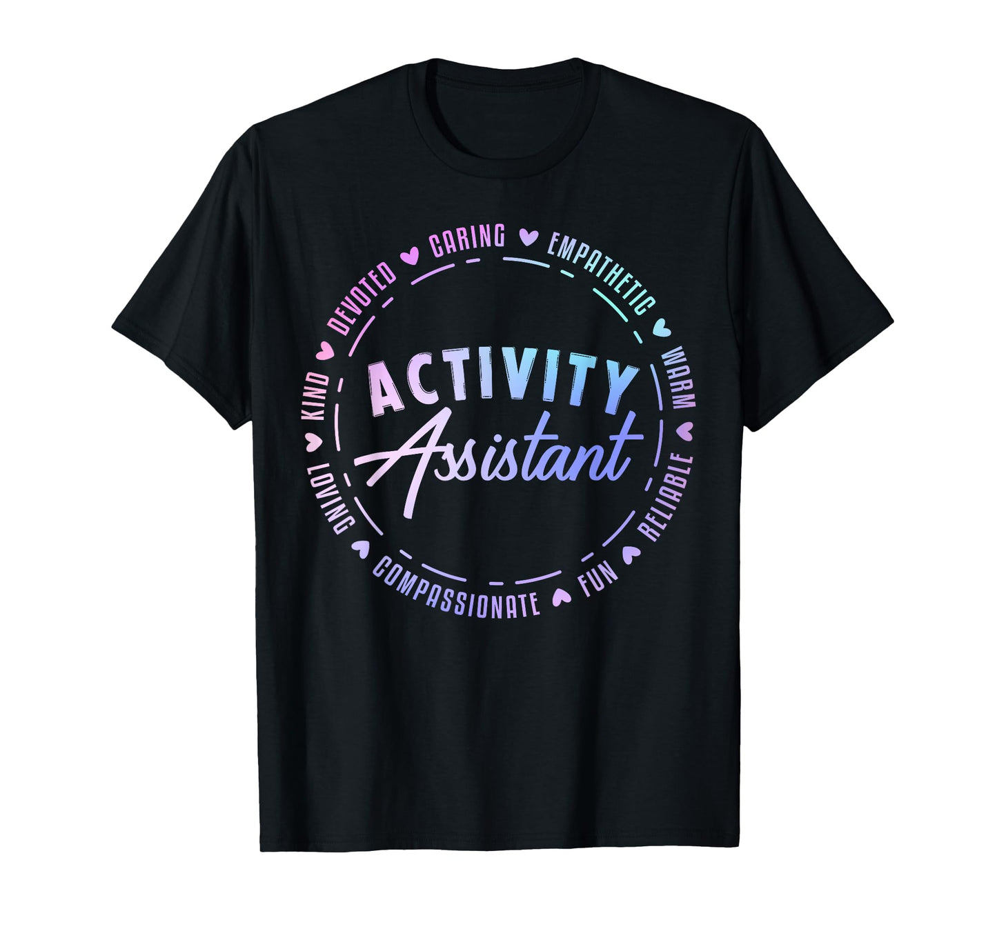 Activity Assistant Appreciation Designs Unisex-Adults T-Shirt, Black, Small, Short Sleeve