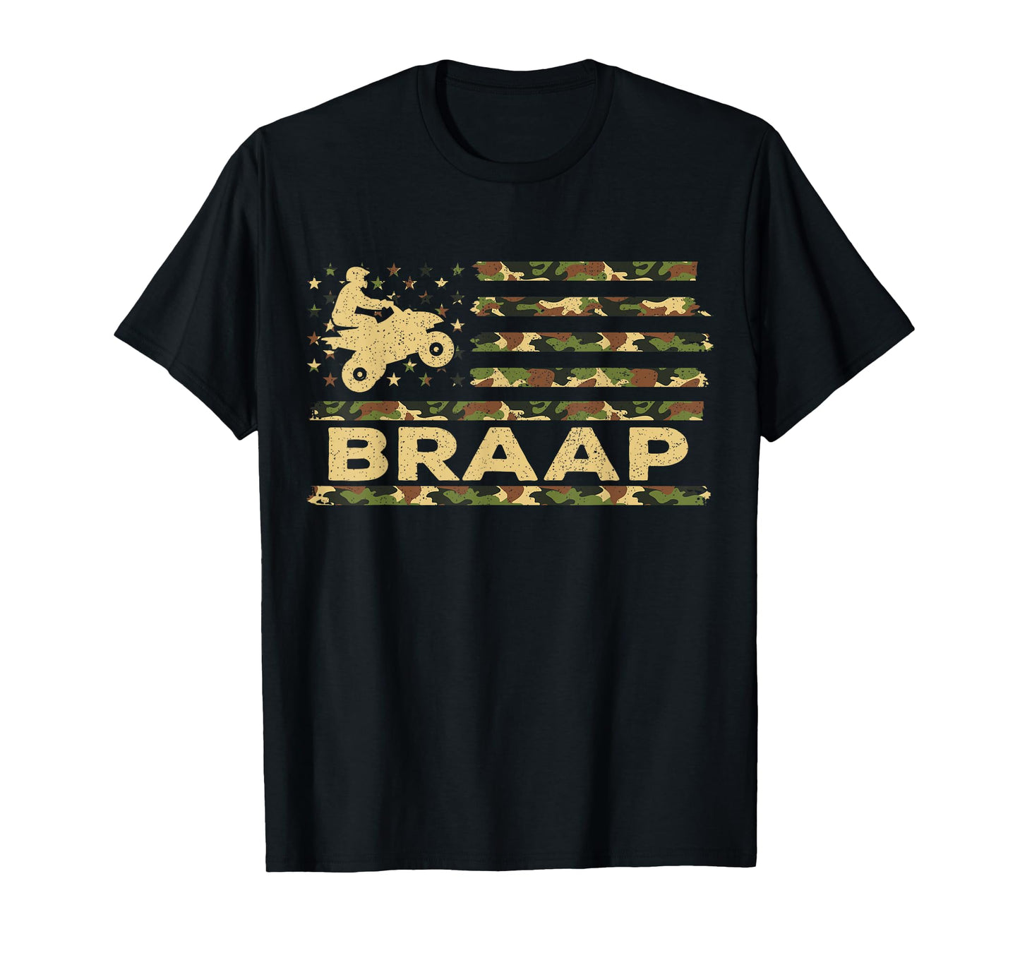 Braap Camouflage USA American Flag Quad Bike ATV Gift T-Shirt