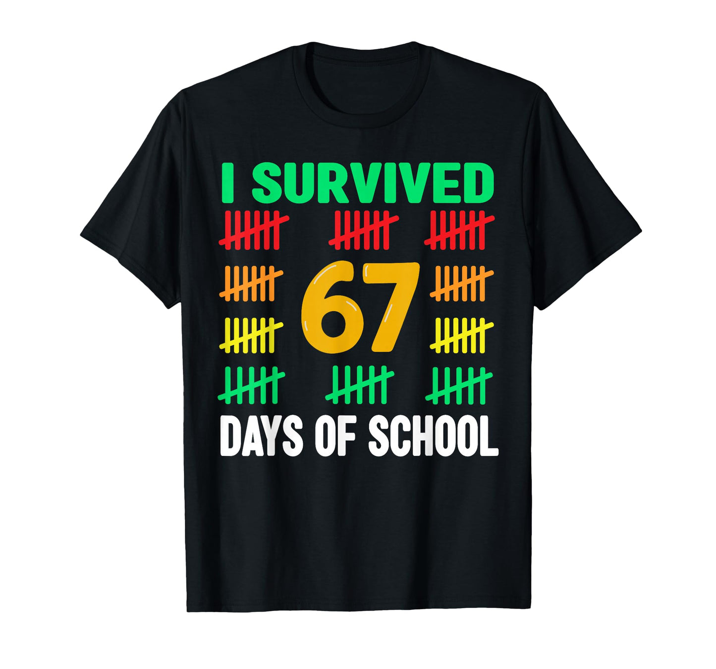 I Survived 67 Days of School 6 7 Shirt Kids 67 Boys 6-7 Meme T-Shirt