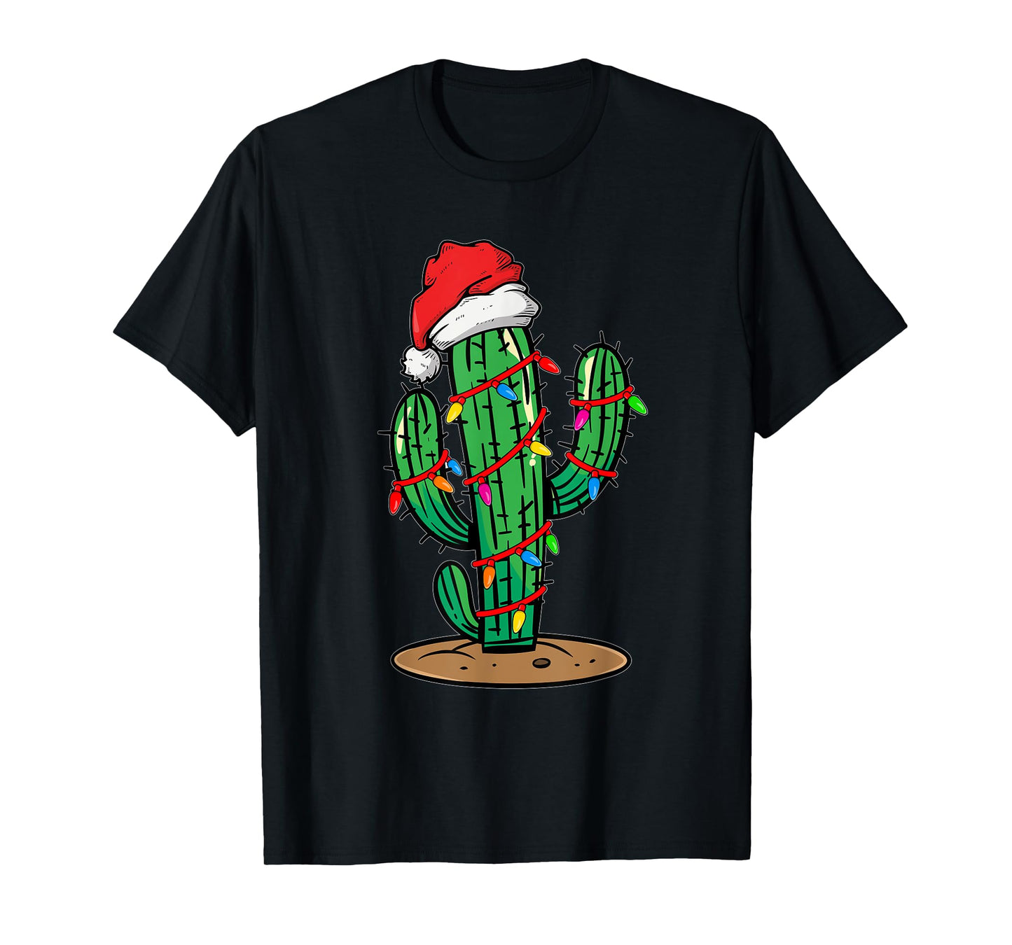 Christmas Lights Cactus Lover Funny Xmas Gift T-Shirt