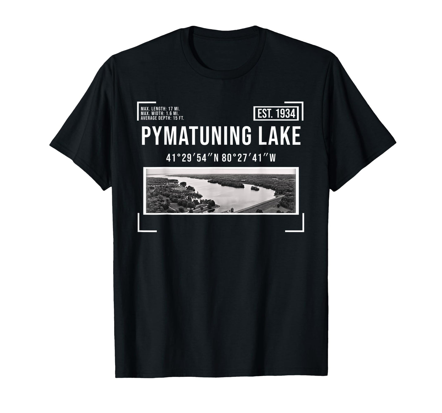 Pymatuning Lake Reservoir Black and White Photography OH PA T-Shirt