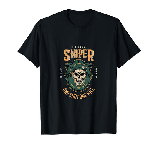 US Army Sniper Skull Graphic Design Military Gifts T-Shirt
