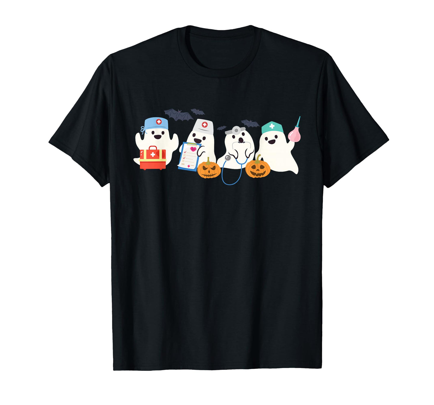 Cute Ghost Nurse Halloween Medical Boo Doctor Scary Hospital T-Shirt