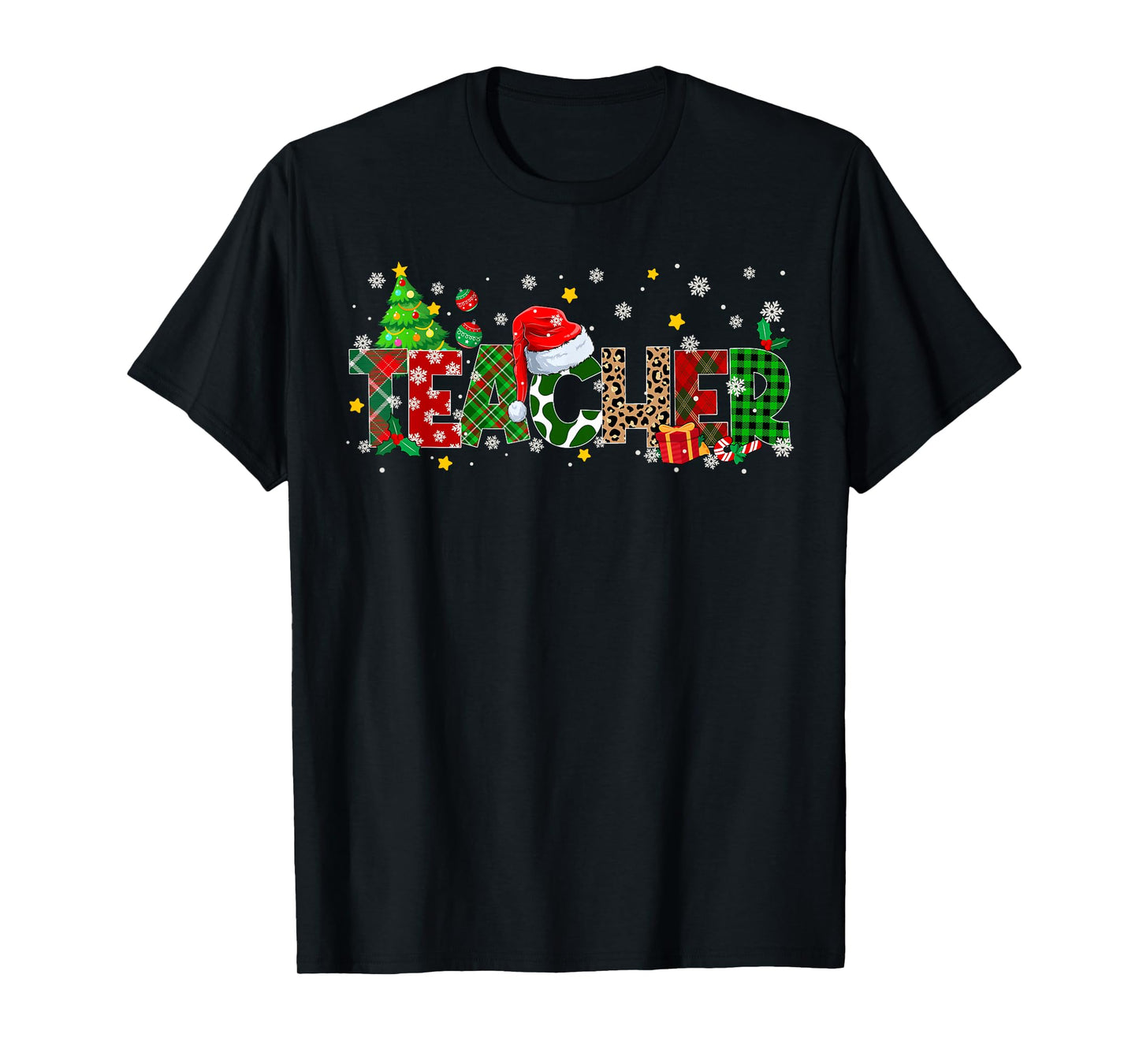 Teacher Christmas Plaid Pajamas Pjs Xmas Men Women T-Shirt
