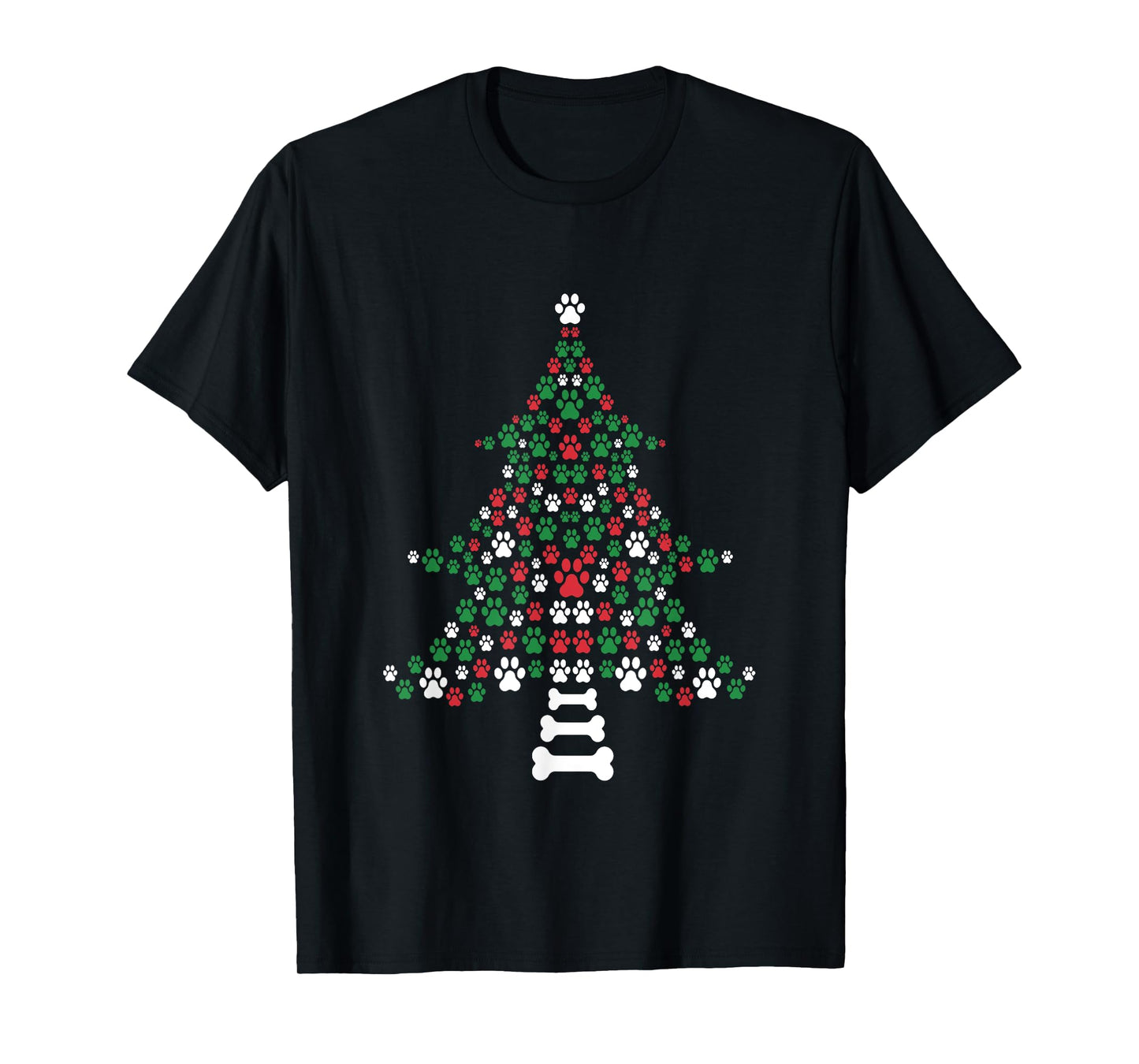 Dog Paws Print Christmas Tree Cute Dog Lover Christmas T-Shirt for Men Women Kids