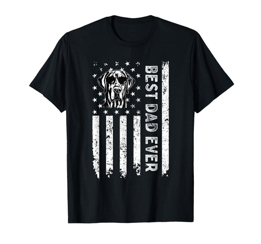 Best Great Dane Dog Dad Ever Fathers Day USA Flag T-Shirt for Men Women Kids