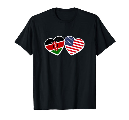 Kenya USA Heart Love Flag American Kenyan T-Shirt