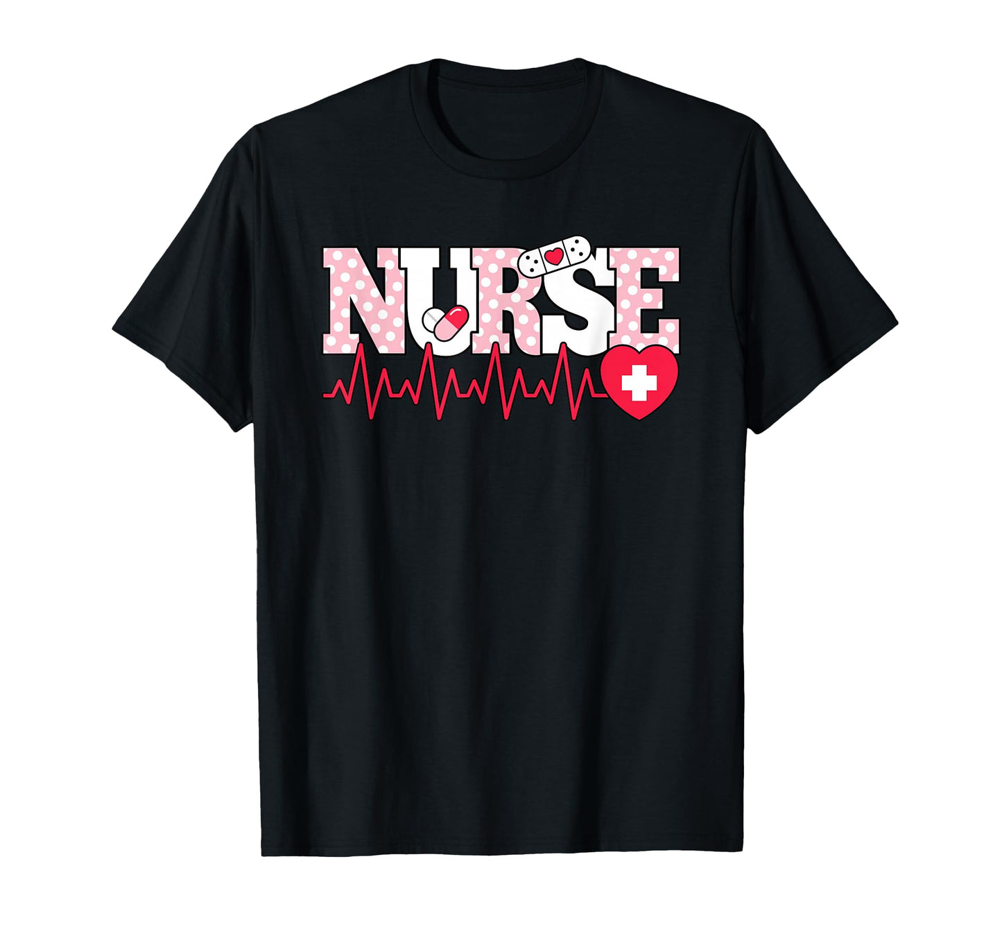 Cute Pink Nurse Heartbeat Nursing Women T-Shirt