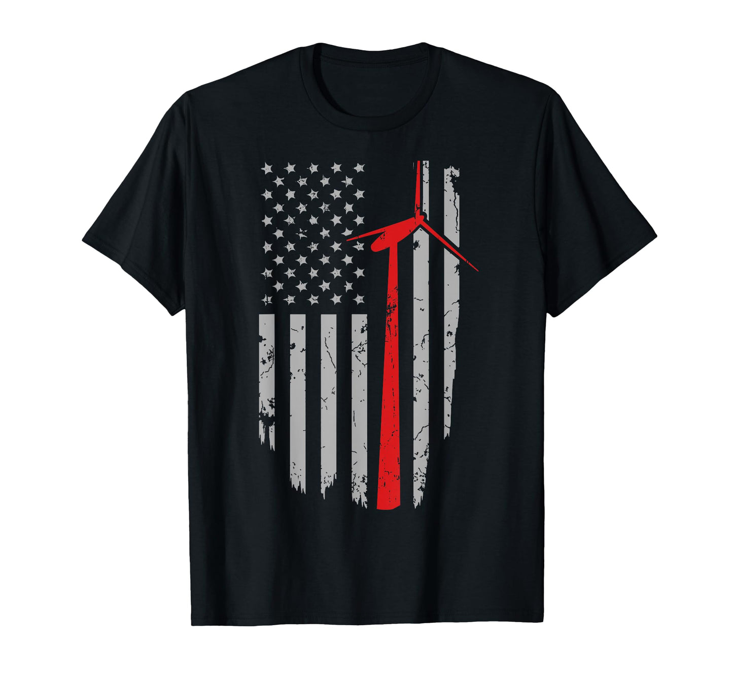 Vintage American Flag Mens Apparel, Wind Turbine Technician T-Shirt
