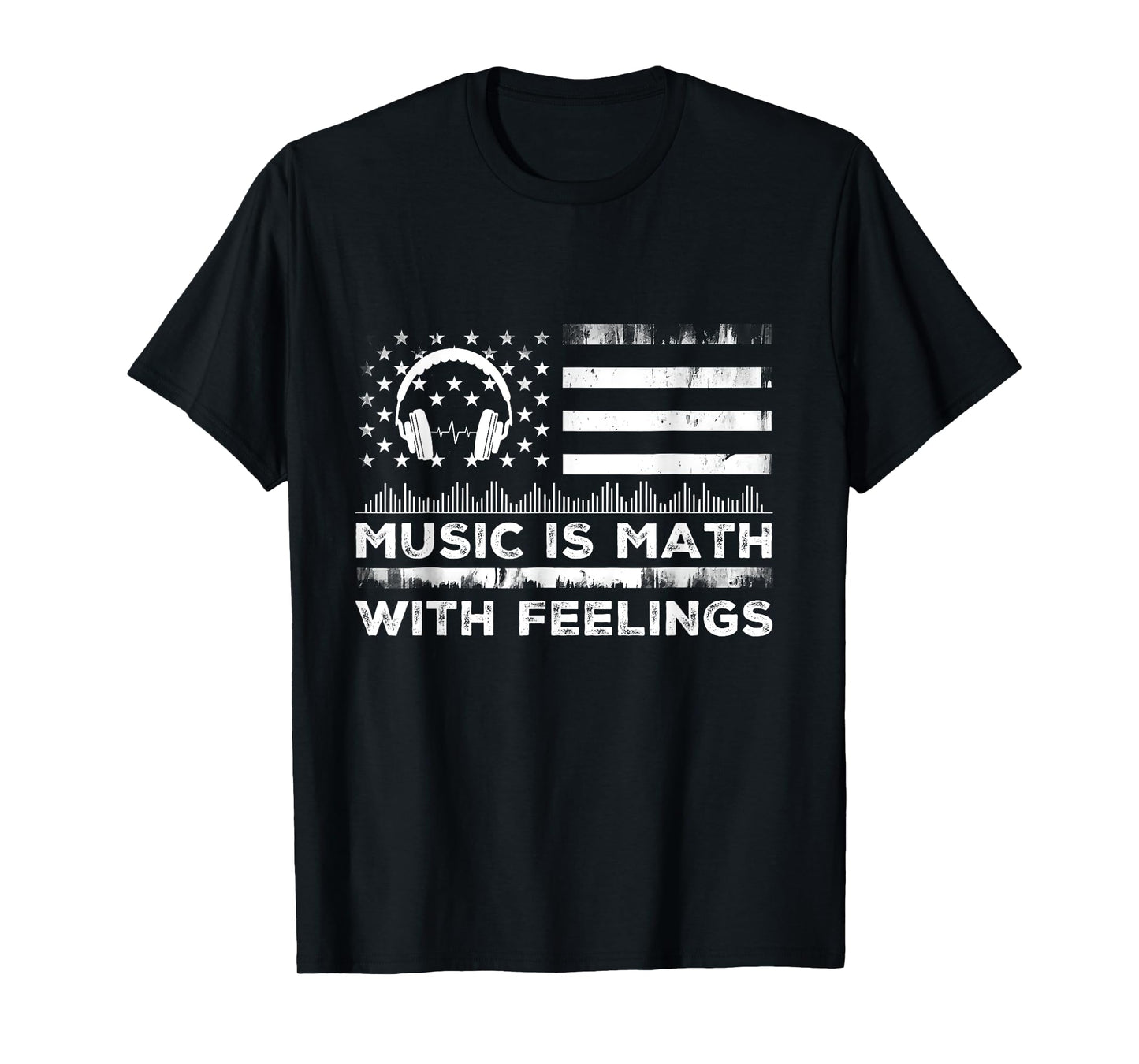 Music Is Math With Feelings Vintage Usa Flag Music Art Lover T-Shirt