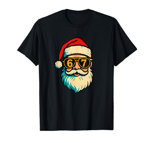 6 7 Meme Christmas Santa Face 67 Six Seven Kids Teen Boys T-Shirt